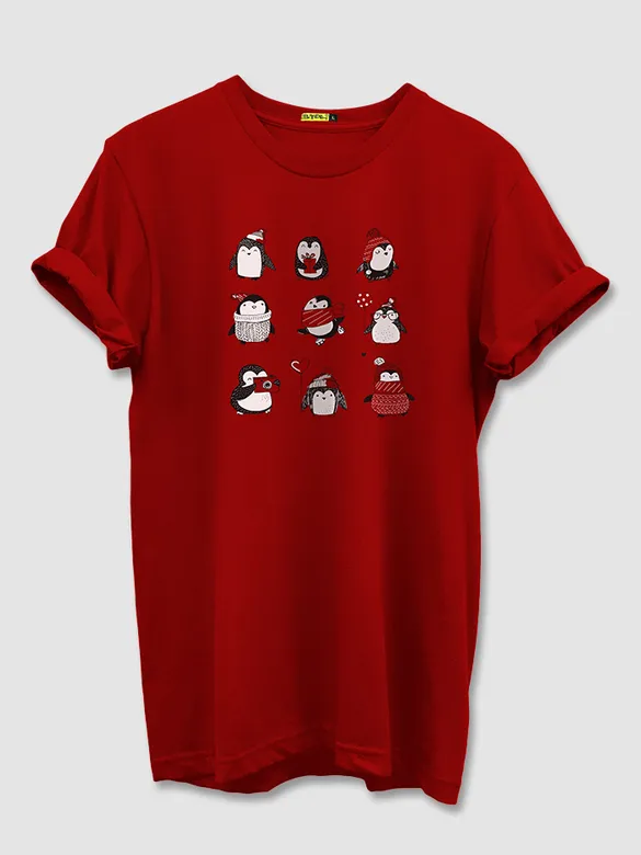Holiday Penguin Printed T-shirts for Men