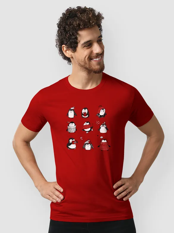 Holiday Penguin Printed T-shirts for Men