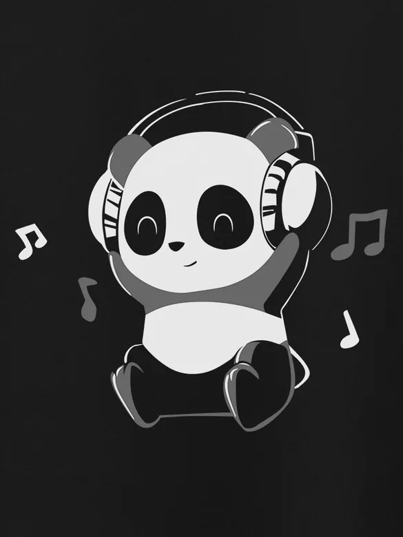 Music Panda Half Sleeve T-shirt for Men
