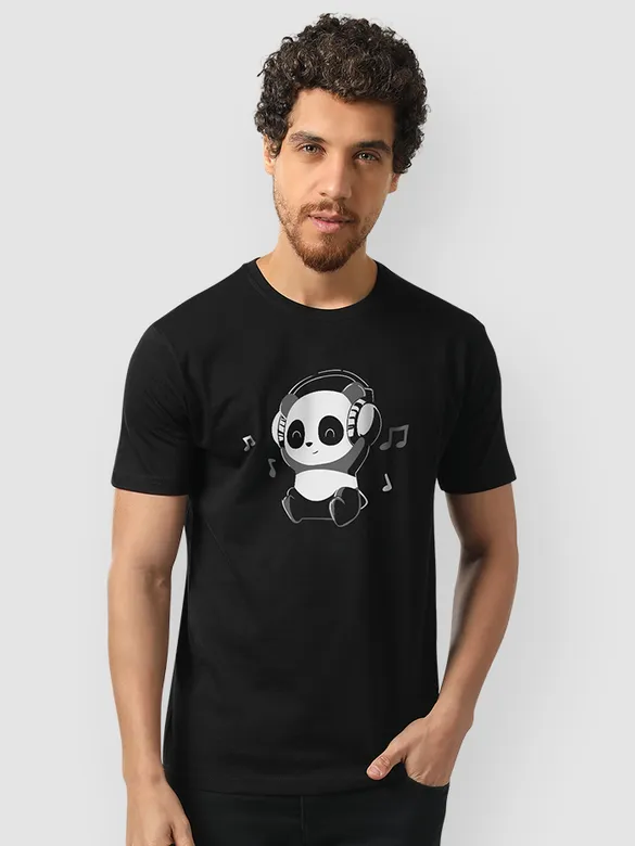 Music Panda Half Sleeve T-shirt for Men