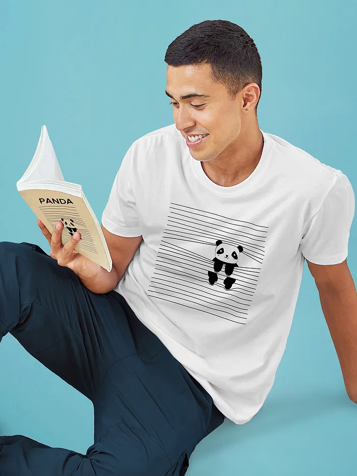Peeping Panda Printed T-shirt for Men