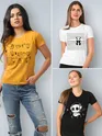 Naughty Panda Women Printed Combo T-shirts
