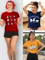 Sleepy Women Printed Combo T-shirts