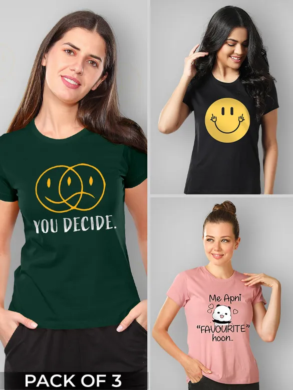 Smiling Printed Combo T-shirts