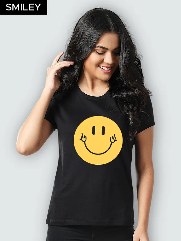 Smiling Women Printed Combo T-shirts