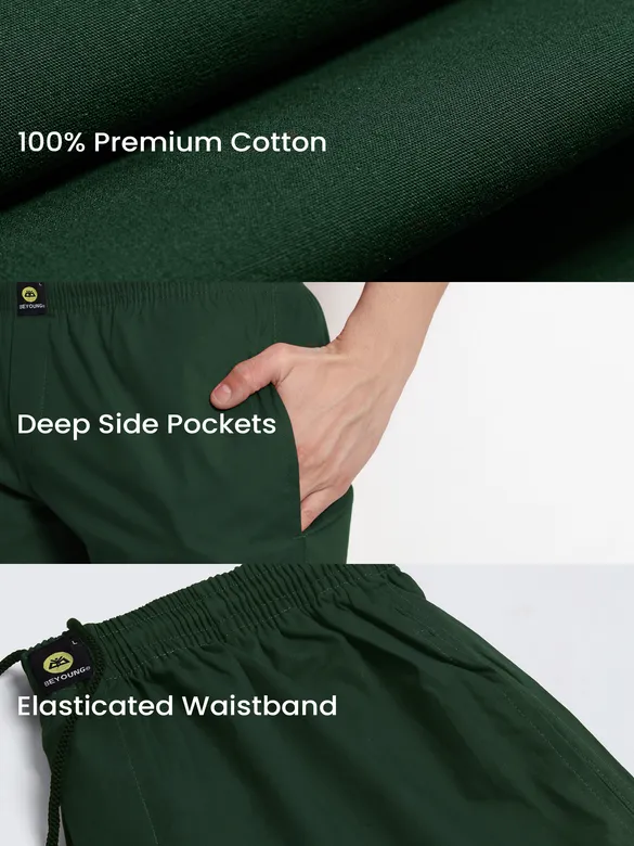 Bottle Green Regular-fit Pajamas