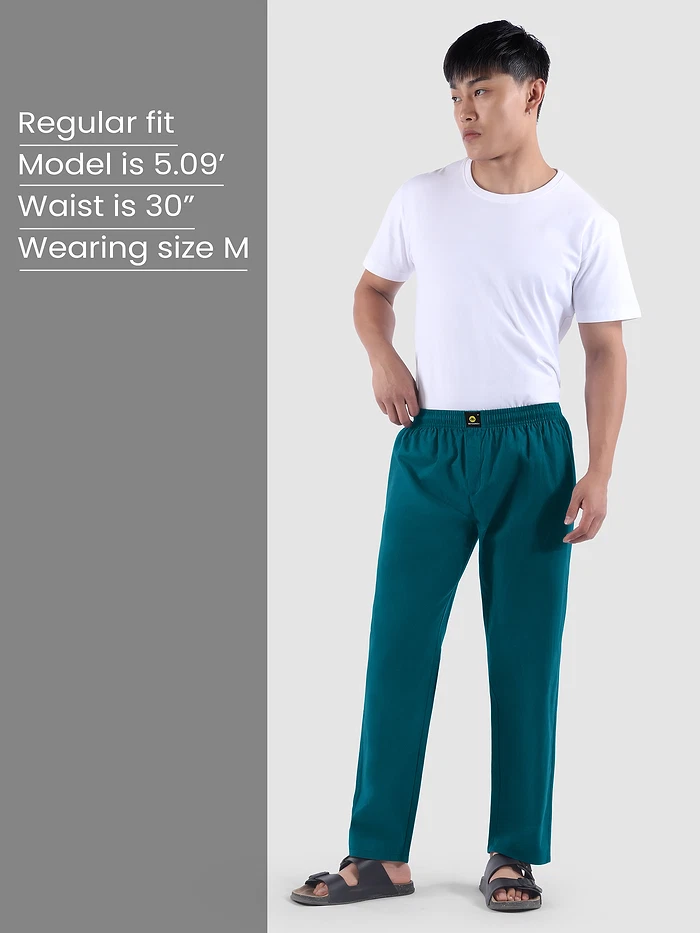 Teal Blue Regular-fit Pyjamas