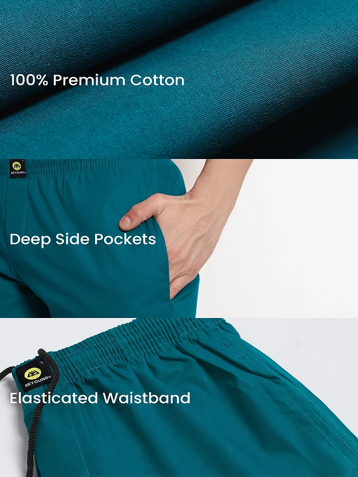 Teal Blue Regular-fit Pyjamas