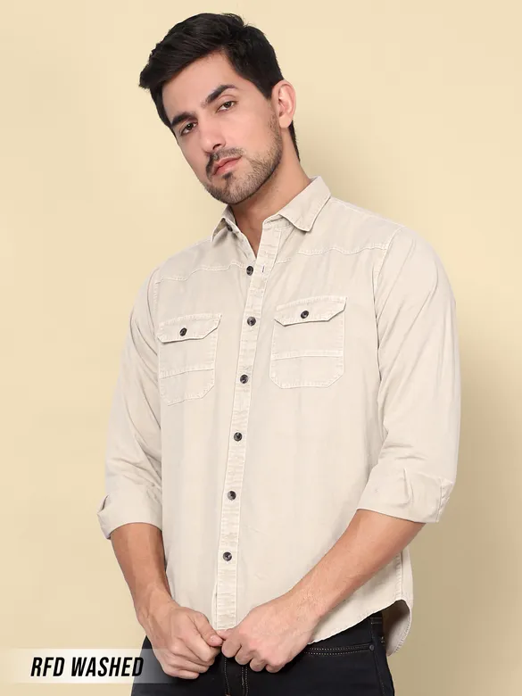 Creamy White RFD Cotton Shirt for Men