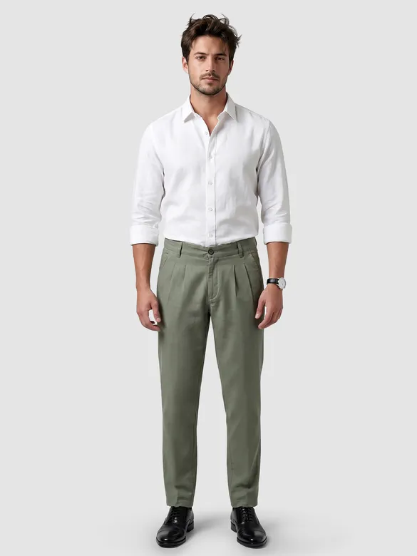 Sage Green Double Cloth Cotton Pants