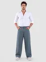 Savoy Blue Mid Rise Wide Leg Trousers