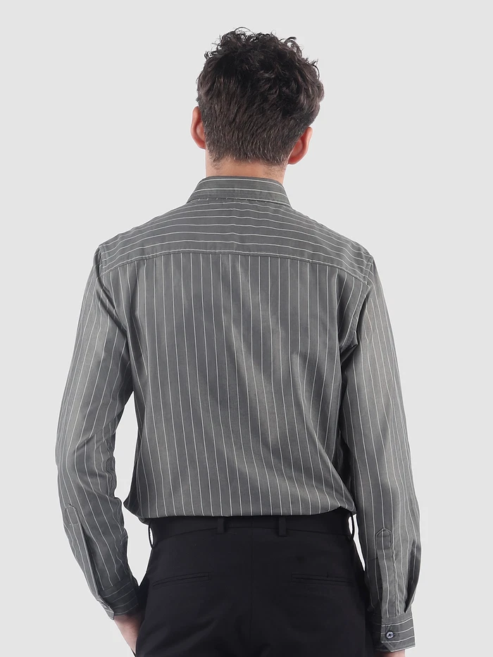 Ash Grey?Stripe Button Down Collar Shirt