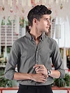 Ash Grey?Stripe Button Down Collar Shirt
