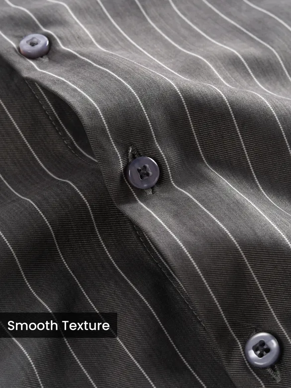 Ash Grey?Stripe Button Down Collar Shirt