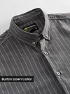 Ash Grey?Stripe Button Down Collar Shirt