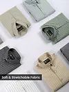 Dark Sage Green Stripe Button Down Collar Shirt