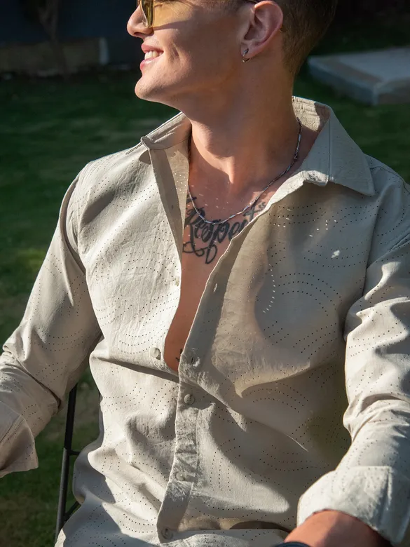 Beige Laser Cut Shirt
