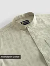 Beige Mandarin Collar Textured Shirt
