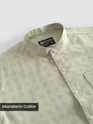 Beige Mandarin Collar Textured Shirt