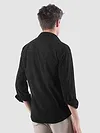 Black Lazer Cut Floral Textured Corduroy Shirt
