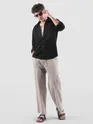 Black Lazer Cut Stripe Textured Corduroy Shirt