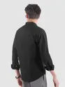 Black Mandarin Collar Textured Shirt