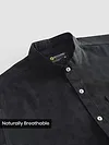 Black Mandarin Collar Textured Shirt