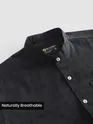 Black Mandarin Collar Textured Shirt