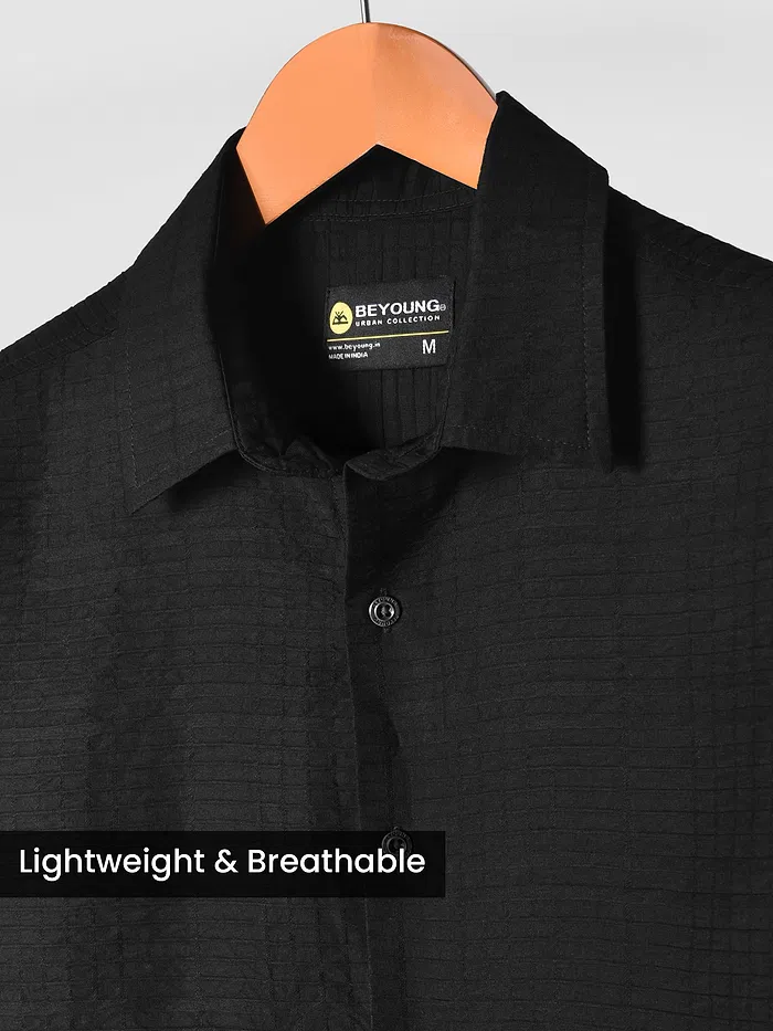 Black Textured Check Shirt