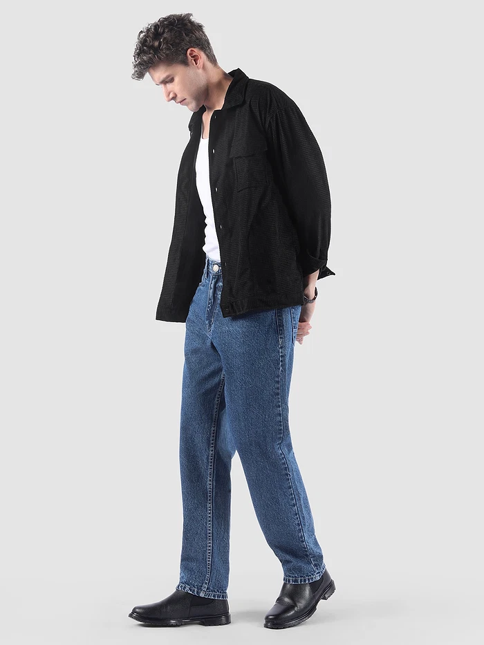 Black Waffle Corduroy Shacket
