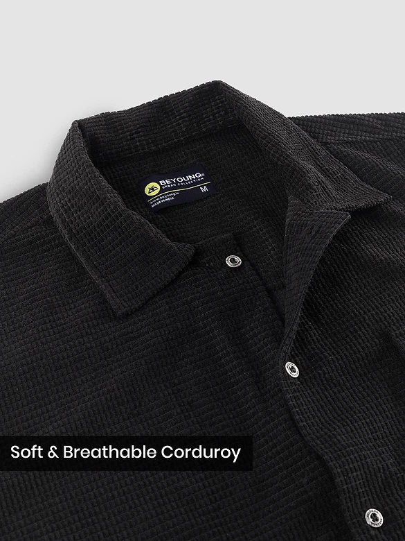 Black Waffle Corduroy Shacket
