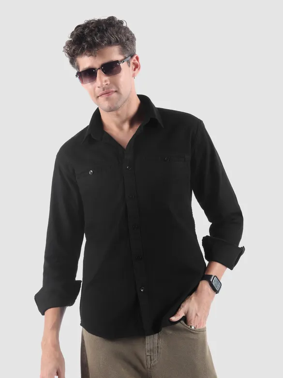 Black Welt Pocketed Shirt