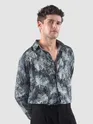 Blue Abstract Flower Print Shirt