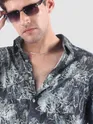 Blue Abstract Flower Print Shirt