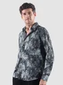 Blue Abstract Flower Print Shirt
