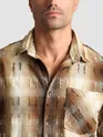 Brown Frayed Check Shirt