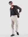 Brown Lazer Cut Stripe Textured Corduroy Shirt