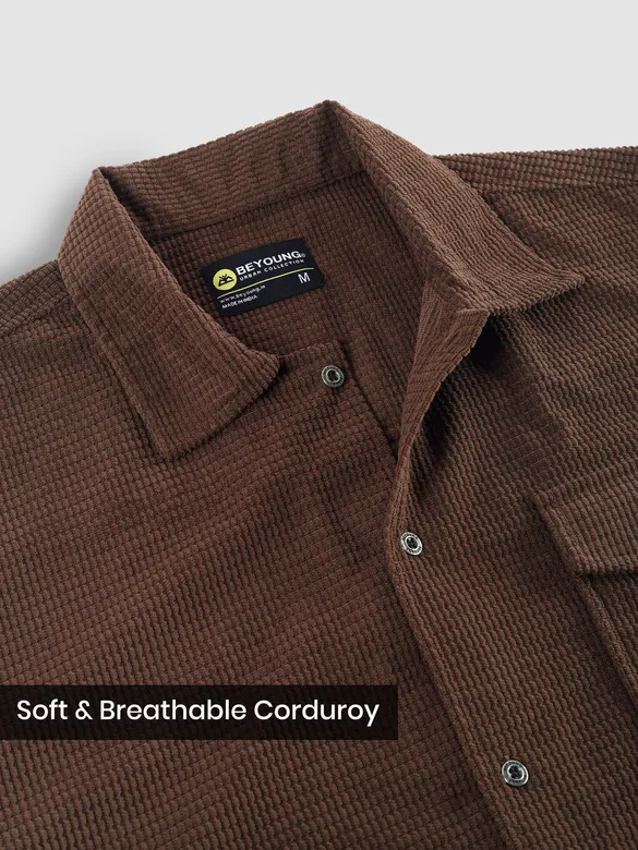 Brown Waffle Corduroy Shacket