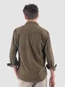 Coffee Brown Lazer Cut Floral Textured Corduroy Shirt