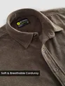 Coffee Brown Lazer Cut Floral Textured Corduroy Shirt