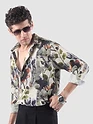 Cream Abstract Tropical Print Shirt