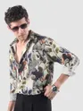 Cream Abstract Tropical Print Shirt