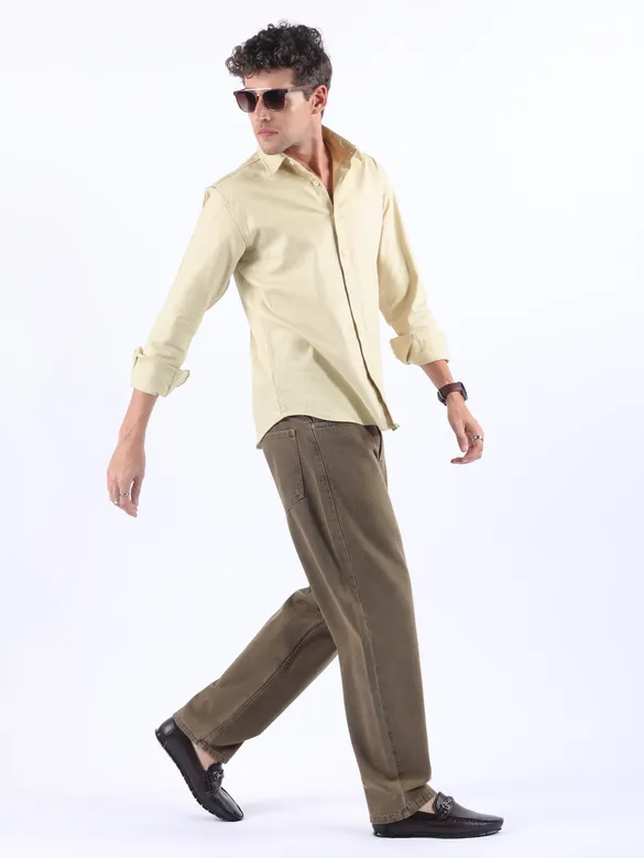 Cream Textured Cotton Shirt