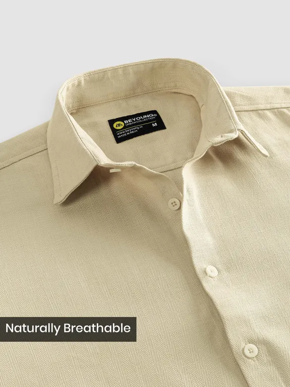 Cream Textured Cotton Shirt