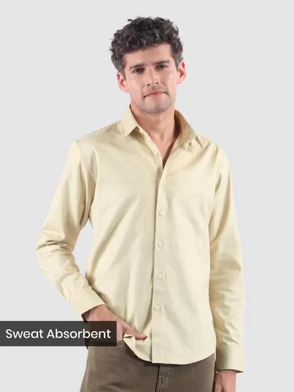 Cream Textured Cotton Shirt