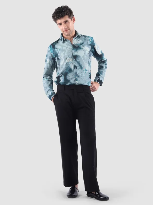 Crystal Blue Marble Print Shirt