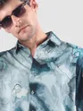 Crystal Blue Marble Print Shirt