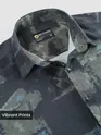 Dark Blue &amp; Grey Modern Abstract Printed Shirt