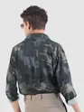 Dark Blue &amp; Grey Modern Abstract Printed Shirt