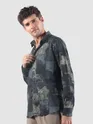 Dark Blue &amp; Grey Modern Abstract Printed Shirt